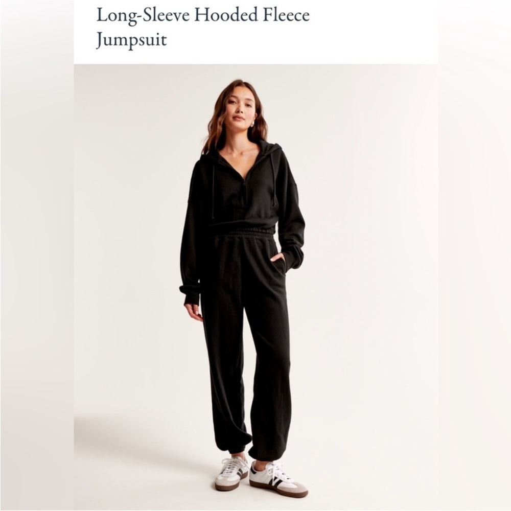 NWT Abercrombie Black Hooded Fleece Jumpsuit